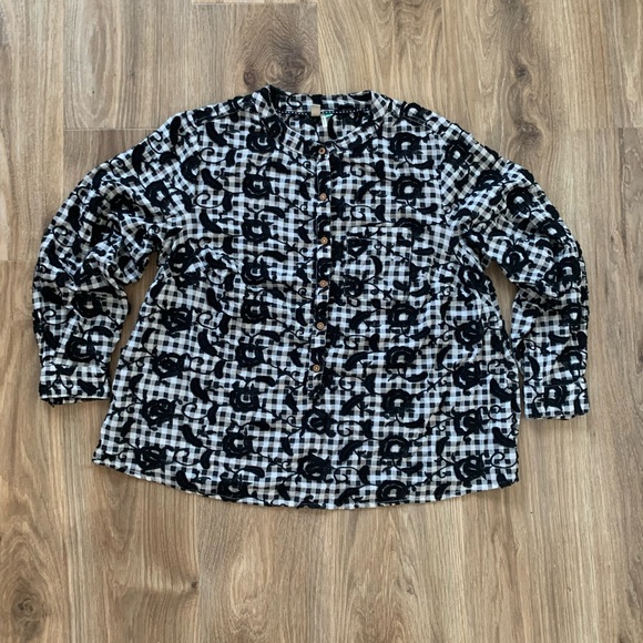 Anthropologie Pilcro 1X Womens The Whitney Trapeze Button Down Black Embroidered - Picture 3 of 10